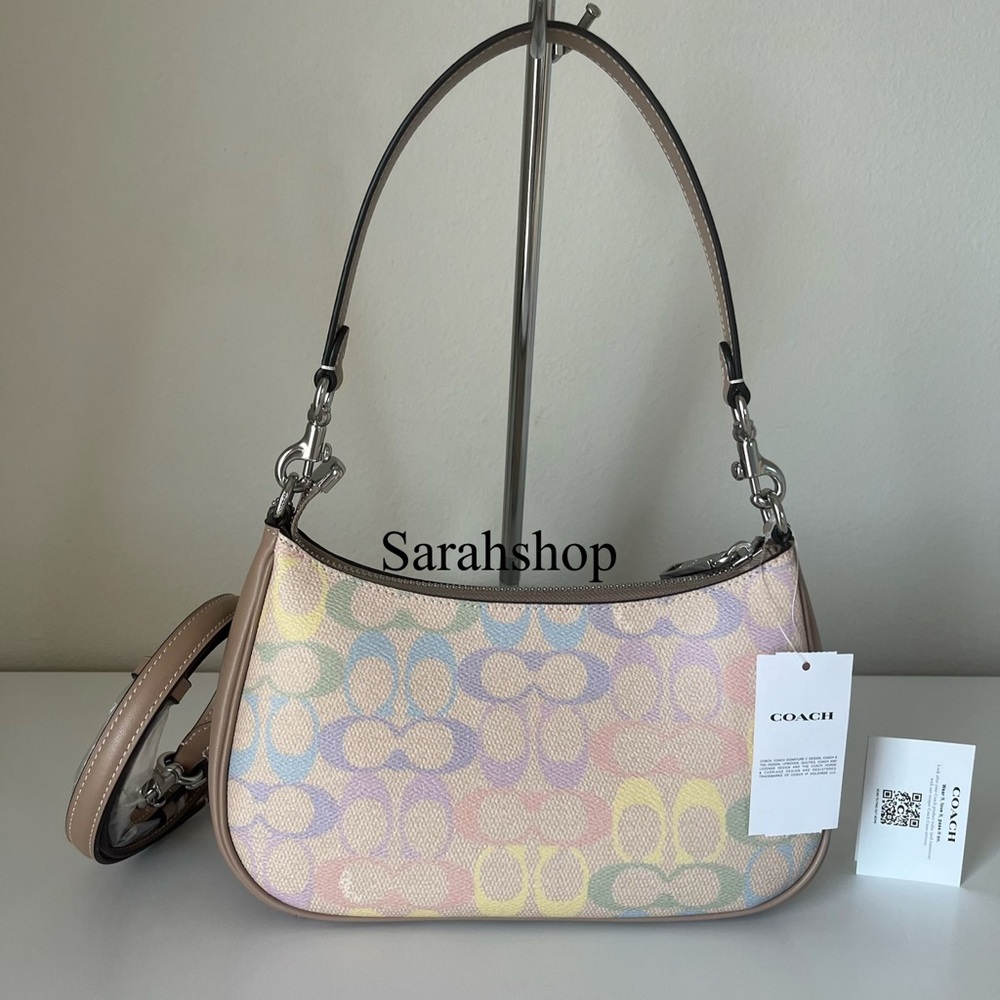 ✅Coach Teri Shoulder Bag In Rainbow Signature Canvas - Picture 3 of 13